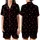 Women's Solid Black Minimalist Muted & Cherry Red Scattered Hearts Long Sleeve Cotton-Blend Sleep Set Satin Short-Sleeve Pajamas Set - 1