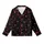 Women's Solid Black Minimalist Muted & Cherry Red Scattered Hearts Long Sleeve Cotton-Blend Sleep Set Kid Satin Pajamas Set - 2