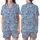 Cozy Bunny Dreams: Whimsical Crocheted Bunny & Knit Texture Blue Pattern Pajamas Satin Short-Sleeve Pajamas Set - 1