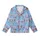 Cozy Bunny Dreams: Whimsical Crocheted Bunny & Knit Texture Blue Pattern Pajamas Kid Satin Pajamas Set - 2