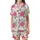 Women's Bridesmaid Rayon Pajamas: Watercolor Fuchsia Rose & Teal Cactus Floral Satin Short-Sleeve Pajamas Set - 2