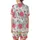 Women's Bridesmaid Rayon Pajamas: Watercolor Fuchsia Rose & Teal Cactus Floral Satin Short-Sleeve Pajamas Set - 3