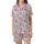 Women's Red White Blue Vintage Americana Liberty Collage Polyester Spandex Sleepwear Satin Short-Sleeve Pajamas Set - 2