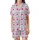 Playful Hearts Pattern: Fuchsia Pink Purple Stylized Dot Art - Whimsical White Background Print Satin Short-Sleeve Pajamas Set - 2