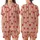 Bridesmaid Muted Salmon Pink Hand Block Print Rustic Stripe Heart Cotton Pajama Set Satin Short-Sleeve Pajamas Set - 1