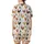 Whimsical Chicken & Christmas Lovers Illustrative Poultry Pattern with Festive Santa Hats, Green Garlands, & Red Stars Satin Short-Sleeve Pajamas Set - 3