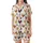 Whimsical Chicken & Christmas Lovers Illustrative Poultry Pattern with Festive Santa Hats, Green Garlands, & Red Stars Satin Short-Sleeve Pajamas Set - 2