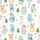 Whimsical Pastel Hippo Pattern: Festive Reindeer & Polar Bear Christmas Art - Unique Wearable Design Satin Short-Sleeve Pajamas Set - 4