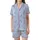 Bridesmaid Delicate Periwinkle Blue Black Single-Line Botanical Art Pattern Satin Short-Sleeve Pajamas Set - kVBjW7Jq2D