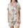 Women's Elegant Watercolor Bloom Calligraphy Numeral Pattern in Pastel Pink & Sage Satin Short-Sleeve Pajamas Set - 2