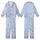 Bridesmaid Delicate Periwinkle Blue Black Single-Line Botanical Art Pattern Kid Satin Pajamas Set - 2O_YvuoPWO