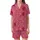 Women's Pink Red Abstract Striped Polygon Pure Cotton Pajamas Satin Short-Sleeve Pajamas Set - 2