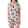Dogs & Cats Ruby Red Satin Pajamas: Cozy Fluffy Puppy Vector Art Sleep Set Satin Short-Sleeve Pajamas Set - 2