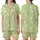 Women's Tailored Organic Cotton Loungewear Set: Abstract Botanical Ginkgo, Lime Green Cream Plus Size Sleepwear Satin Short-Sleeve Pajamas Set - PMz2GEaeMp