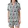 Panda Lovers' Cute Playful Panda Bear Characters Seamless Pattern with Golden Bows on Light Blue-Gray Background Satin Short-Sleeve Pajamas Set - l72o1-hz8P