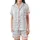 Elegant Geometric Pattern: Interlocking Quatrefoil Muted Blue Swirl Line Art Design Satin Short-Sleeve Pajamas Set - LycTCGB-vb