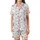 Girls' Playful Line Art Pajama Set: Minimalist Bow & Button Dusty Pink Nightwear Motif Satin Short-Sleeve Pajamas Set - 2