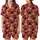 Thanksgiving Celebrators Cheerful Flat Cartoon Pilgrim Turkey Heads 'Happy Turkey Day' Autumn Leaves Acorns Pattern on Deep Red Satin Short-Sleeve Pajamas Set - 1