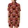 Thanksgiving Celebrators Cheerful Flat Cartoon Pilgrim Turkey Heads 'Happy Turkey Day' Autumn Leaves Acorns Pattern on Deep Red Satin Short-Sleeve Pajamas Set - 3