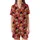 Thanksgiving Celebrators Cheerful Flat Cartoon Pilgrim Turkey Heads 'Happy Turkey Day' Autumn Leaves Acorns Pattern on Deep Red Satin Short-Sleeve Pajamas Set - 2