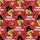 Thanksgiving Celebrators Cheerful Flat Cartoon Pilgrim Turkey Heads 'Happy Turkey Day' Autumn Leaves Acorns Pattern on Deep Red Satin Short-Sleeve Pajamas Set - 4