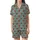 Game Day Enthusiasts' Playful Brown Footballs Muted Teal Grid Star Goalpost Pattern Satin Short-Sleeve Pajamas Set - 7gndn8NDEV