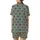 Game Day Enthusiasts' Playful Brown Footballs Muted Teal Grid Star Goalpost Pattern Satin Short-Sleeve Pajamas Set - g_1W_0BUI7