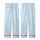 Women's Boho Light Blue White Minimalist Geometric Striped Organic Cotton Pajama Ensemble Kid Satin Pajamas Set - 3