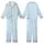 Women's Boho Light Blue White Minimalist Geometric Striped Organic Cotton Pajama Ensemble Kid Satin Pajamas Set - 1