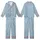 Nature Lovers' Powder Blue Delicate Floral Vine Chocolate Brown Cyan Botanical Pattern Kid Satin Pajamas Set - 1