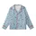 Nature Lovers' Powder Blue Delicate Floral Vine Chocolate Brown Cyan Botanical Pattern Kid Satin Pajamas Set - 2