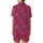 Women's Hand Block Print Fuchsia Floral Peony Rose Cotton Loungewear Set - Indian Inspired Design Satin Short-Sleeve Pajamas Set - 1m3FAu_s1b