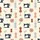 Sewing Enthusiasts' Retro Illustrative Pale Cream Navy Grey Pink Vintage Sewing Machine & Spools Pattern Kid Satin Pajamas Set - 4