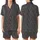 Women's Organic French Linen: Charcoal Abstract Botanical Print - Relaxed Fit Lounge Set Satin Short-Sleeve Pajamas Set - f77puk56Z0