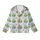 Nature Lovers' Gentle Illustrative Muted Blue-Grey Arched Window Pattern, Green Foliage, Aqua Teal & Ochre Birds Kid Satin Pajamas Set - OaXRxUOcnw