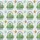Nature Lovers' Gentle Illustrative Muted Blue-Grey Arched Window Pattern, Green Foliage, Aqua Teal & Ochre Birds Kid Satin Pajamas Set - 4