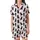 Women's Black Poodle Mama Pajama Pants: Pink Bow Silhouette All-Over Pattern - Soft Brushed Polyester Satin Short-Sleeve Pajamas Set - 2
