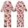 Whimsical Style Lovers' Playful Doodle Elephants, Polka Dot Mushrooms, Flowers Pattern: Red, Brown, Sky Blue, Pink Kid Satin Pajamas Set - 1