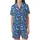 Sighthound Cozy Fleece Loungewear: Royal Blue Cartoon Dog Bone & Paw Print Sleep Suit Satin Short-Sleeve Pajamas Set - 0zG4VMLEN_