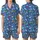 Sighthound Cozy Fleece Loungewear: Royal Blue Cartoon Dog Bone & Paw Print Sleep Suit Satin Short-Sleeve Pajamas Set - isz1PqFsDn