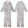 Modern Explorer: Tranquil Abstract Fluid Lines Pattern – Dusty Indigo Beige Wearable Art Print Kid Satin Pajamas Set - kY2RZEw5EJ