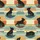 French Bulldog Lover Retro Pajamas: Vintage Frenchie Silhouettes & Muted Sunset Stripe Sleep Set Kid Satin Pajamas Set - 4