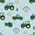 Farm Life Enthusiasts' Light Blue Hand-Drawn Minimalist Farm Vehicle Barn Pattern Satin Short-Sleeve Pajamas Set - 4