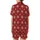 Winter Style Enthusiasts' Deep Red Fair Isle Geometric Diamond Snowflake Reindeer & Tree Pattern Satin Short-Sleeve Pajamas Set - 3