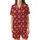 Winter Style Enthusiasts' Deep Red Fair Isle Geometric Diamond Snowflake Reindeer & Tree Pattern Satin Short-Sleeve Pajamas Set - 2