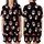 Festive Holiday: Black Santa Sunglass Heads & Holly Pattern - Vector All-Over Print Satin Short-Sleeve Pajamas Set - i2YHrcjxPL