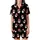 Festive Holiday: Black Santa Sunglass Heads & Holly Pattern - Vector All-Over Print Satin Short-Sleeve Pajamas Set - zPKFL1HT8B