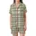Women's Rustic Khaki Green Plaid Linen Comfort Ensemble Satin Short-Sleeve Pajamas Set - 2