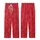 Women's Vibrant Red Ostrich Feather Trim & Plume Pattern Luxurious Sleep Set Kid Satin Pajamas Set - 3