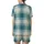 Cozy Style Enthusiasts Muted Sky Blue Buffalo Check and Gingham Plaid Pattern with Teal and Creamy Off-White Satin Short-Sleeve Pajamas Set - 3